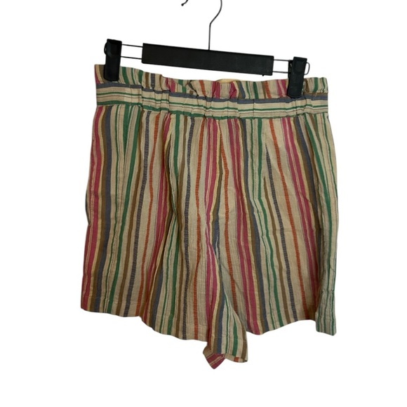 BcbgMaxazria Striped Multicolor Paperbag Cotton Shorts - Picture 2 of 5